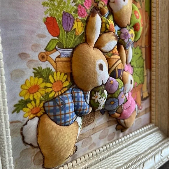 VINTAGE set of 2 Creative Circle Market Time bunny stitch & stuff kit 3D framed - Picture 13 of 17